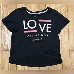 Girls Justice Black Tee with Pink and White Accents 12/14